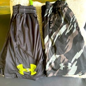 2 pair of boys UA athletic shorts